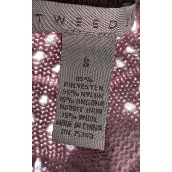 Tweeds Women's Mauve Small Sweater Crop Wool Angora Blend Cardigan Bell Sleeve - Picture 4 of 6